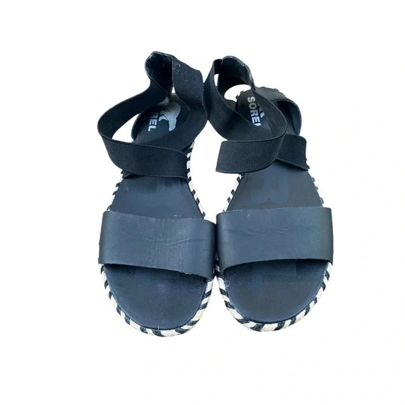 Sorel Shoes - Sorel black leather flat sandal size 8
